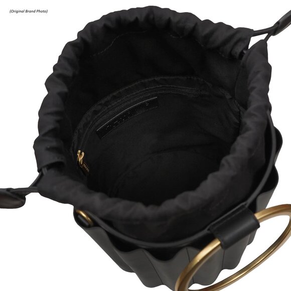 Unique Metal Handle Bucket, Black, Vegan Leather, Alkeme Atelier, "Water" NWOT - Picture 3 of 12